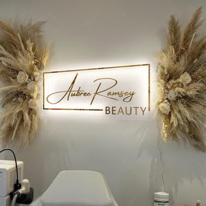 Rectangular 3D Business Logo Sign|3D Acrylic Sign |  Custom 3D Backlit Business Sign | Acrylic Beauty Salon Sign|Wall Logo Decor|Nails sign