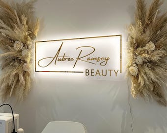 Rectangular 3D Business Logo Sign|3D Acrylic Sign |  Custom 3D Backlit Business Sign | Acrylic Beauty Salon Sign|Wall Logo Decor|Nails sign