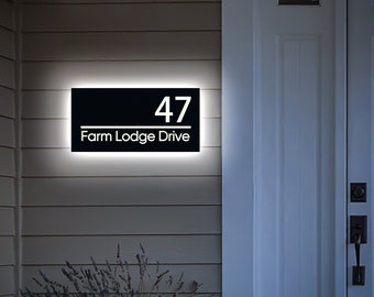 Custom Address Plaque,Address Sign,Illuminated Number Lightbox,Light Up House Numbers,Modern House Number Sign,Door Numbers. New House Gift