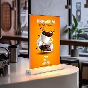 Menu personalizzato per ristoranti, poster pubblicitario con scatola luminosa a LED, scatola luminosa da tavolo personalizzata, insegna luminosa a LED per bar e ristoranti