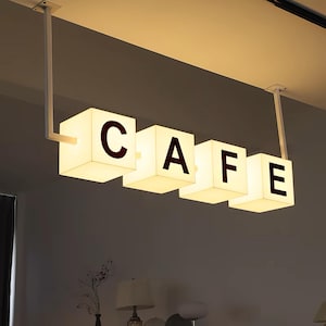 Cafe Light Box for Business Decor,Hanging Sign,Indoor Display Sign,Advertising Light Box,Cafe Sign,  Ceiling mounted sign, Acrylic Light Box