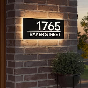 LED Backlit House Number Sign,Modern House Number Sign,Light Up House Numbers,Personalized Metal House Sign,Address Plate,LED Number Box