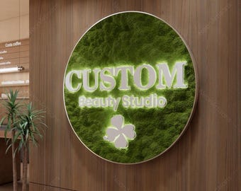 Moss Sign,Preserved Moss Letter,3D Moss Logo Sign For Office, Moss Wall Decor, Beauty Studio Sign,Moss Reception Sign, Natural Moss Art