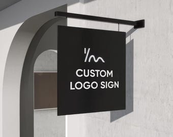 Outdoor Hanging Sign,Metal Blade Sign, Custom Storefront Sign,Business Logo Sign, Wall Mounted Sign,Double Sided Logo Sign,Cafe Sign,