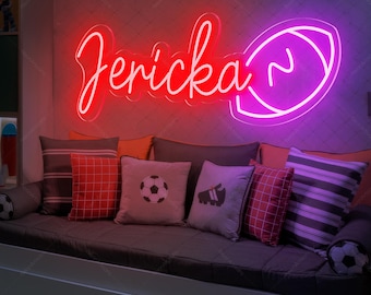 Rugby Name Neon Sign, Nursery Decor, Personalized Neon Sign, Personalized Name Neon Sign, Name Neon Sign, Kids Name Sign, Rugby Gift
