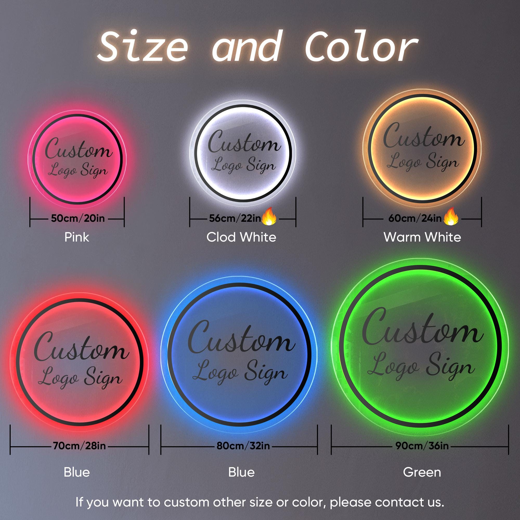 Custom Acrylic Backlit Sign, Round Personalized Illuminated Logo Signs For Business, Storefront Design, Office Decor, Nail Salons, Beauty Studios, And