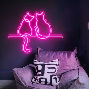 Custom couple cats neon sign,custom cute cat led sign,cat decoration flex neon sign,Cat Led Sign,cat lover gifts, cat wall decor,
