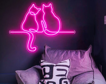 Custom couple cats neon sign,custom cute cat led sign,cat decoration flex neon sign,Cat Led Sign,cat lover gifts, cat wall decor,