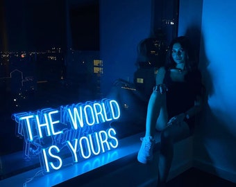 The World Is Yours Neon Sign, Neon Sign Bedroom, Home Room Party Wall Decor, Neon Sign Bedroom, Handmade Custom Neon Sign, Personalized Gift