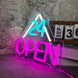24 House Open Sign| Business Logo Sign|Open Led Neon Light |Open Sign|Welcome Open Sign for Shop Decor|Neon Open Sign