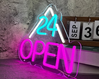 24 House Open Sign| Business Logo Sign|Open Led Neon Light |Open Sign|Welcome Open Sign for Shop Decor|Neon Open Sign