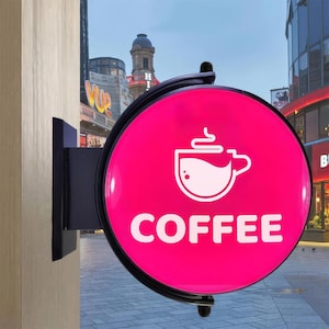 Insegna luminosa a LED, insegna con logo per esterni, insegna luminosa bifacciale, insegna luminosa pubblicitaria per bar caffetteria, insegna per negozi aziendali