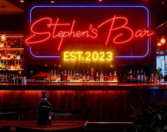 Personalized Your Name Bar Sign|Custom Home Bar Sign|Neon Bar Sign|Man Cave Bar Sign Dual Color LED Neon Sign|RGB Neon Light|Boyfriend Gifts