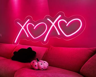 XOXOネオンライト、ピンクLEDライトサインカスタム、ネオンサロン装飾
