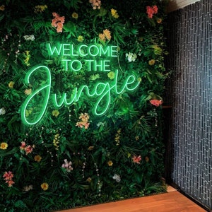 Insegna al neon "Benvenuti nella giungla", insegne al neon personalizzate, insegna al neon per bar, insegna al neon a LED per bar, insegna al neon con decorazione murale