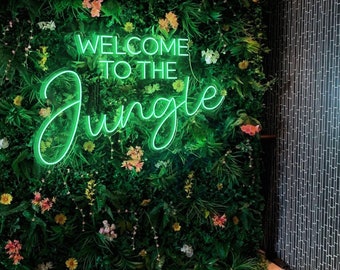 Welkom bij het jungle-neonbord, aangepaste neonborden, koffiebar-neonbord, led-neonbord voor barbord, kunst aan de muur neonbord