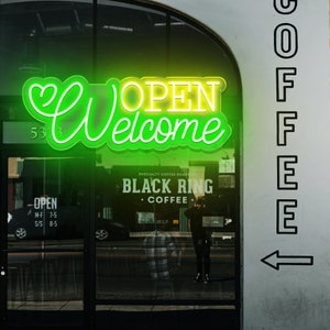 Open Welcome Neon Sign,Open Welcome Neon Light, Custom Neon Open Sign For Business Sign,Shop Restaurant Decoration Personalized Open Sign