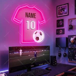 Custom Soccer Neon Sign,Football UV Printing Sports Neon Light For Boy Bedroom Decor,Birthday Gifts,Gift for Him,Personalized Name Neon Sign
