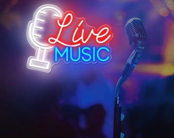 LIVE MUSIC Custom LED Neon Sign Personalized Neon Light Up Sign Bar Nightclub Music Studio Wall Decor Living Room Decoration Birthday Gift