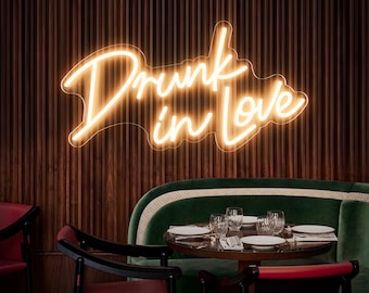 Drunk In Love Neon Sign, Custom Neon Sign Wedding Party LED Neon Light Sign,Party Wall Hanging Art,Wedding Backdrop Neon Wall Decor
