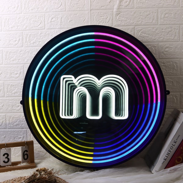 Enseigne néon miroir,Enseigne néon miroir infini,Enseigne LED infini,Enseigne LED personnalisée,Enseigne lumineuse infini miroir acrylique néon personnalisé