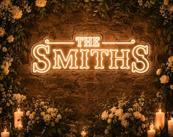 Custom Western Font Neon Name Sign for Wedding Decor, Rustic Wedding Backdrop,Personalized Gifts, Wedding Sign Wall Decor,Western Decor