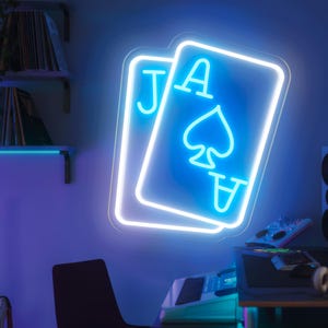 Playing Cards Neon Signs for Wall Decor,Poker Teens Neon Light,Gamerneon,Poker Teens Led Neon,Light Sign for Bedroom, Casino, Aces Neon Sign