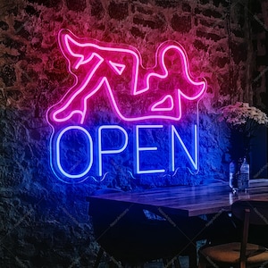 Letrero de neón abierto Lady Letreros de neón para decoración de pared Letrero de neón abierto Letrero iluminado para bar Restaurante Hotel Tienda Club Decoración Letrero de fiesta Arte de pared