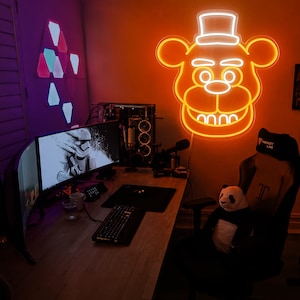 Five Nights at Freddy&#39;s Neon Sign,fnaf freddy Neon Signs for Wall Decor,LED Neon Lights for Bedroom,birthday、Christmas Gifts for kids
