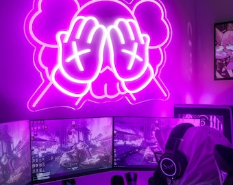 Letrero de neón LED Kaws, Letrero de neón de anime, Letrero de neón para sala de juegos, Letrero de neón personalizado, Neón LED retro, Regalo hecho a mano, Regalos de cumpleaños, Regalos de Navidad