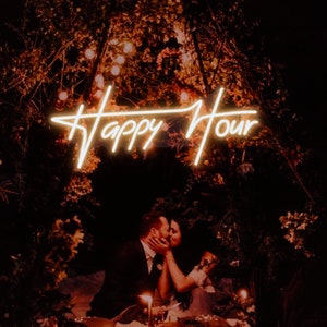 Happy Hour Leuchtreklame, Hochzeitsdeko, Partydekoration, LED Neonlicht Schild, Neon Kunst Raumwanddekor, Leuchtreklame, Schlafzimmer, personalisiertes Geschenk