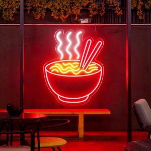 Ramen Bowl Neon Sign,Custom Japanese Noodles Restaurant Neon Light,Noodles Food Bar Decoration Business Sign,Shop Decor Welcome Sign