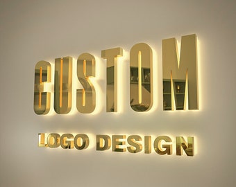 Business Sign,Backlit Sign, Custom 3D Metal Backlit Sign,Personalized Wall Logo,Custom Metal Storefront Sign,Salon Sign,Laser Cut Sign,