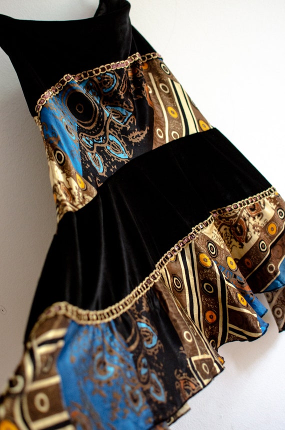 90's Vintage black Velvet Skirt / Turkish Dance S… - image 7