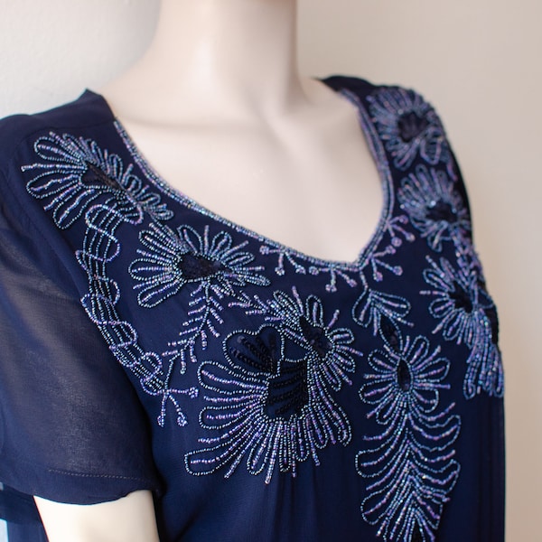 Mosaic Block Print Navy Kaftan