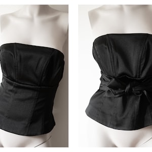 Blusa sin tirantes estilo corsé satinado vintage de los años 90 talla superior M/L