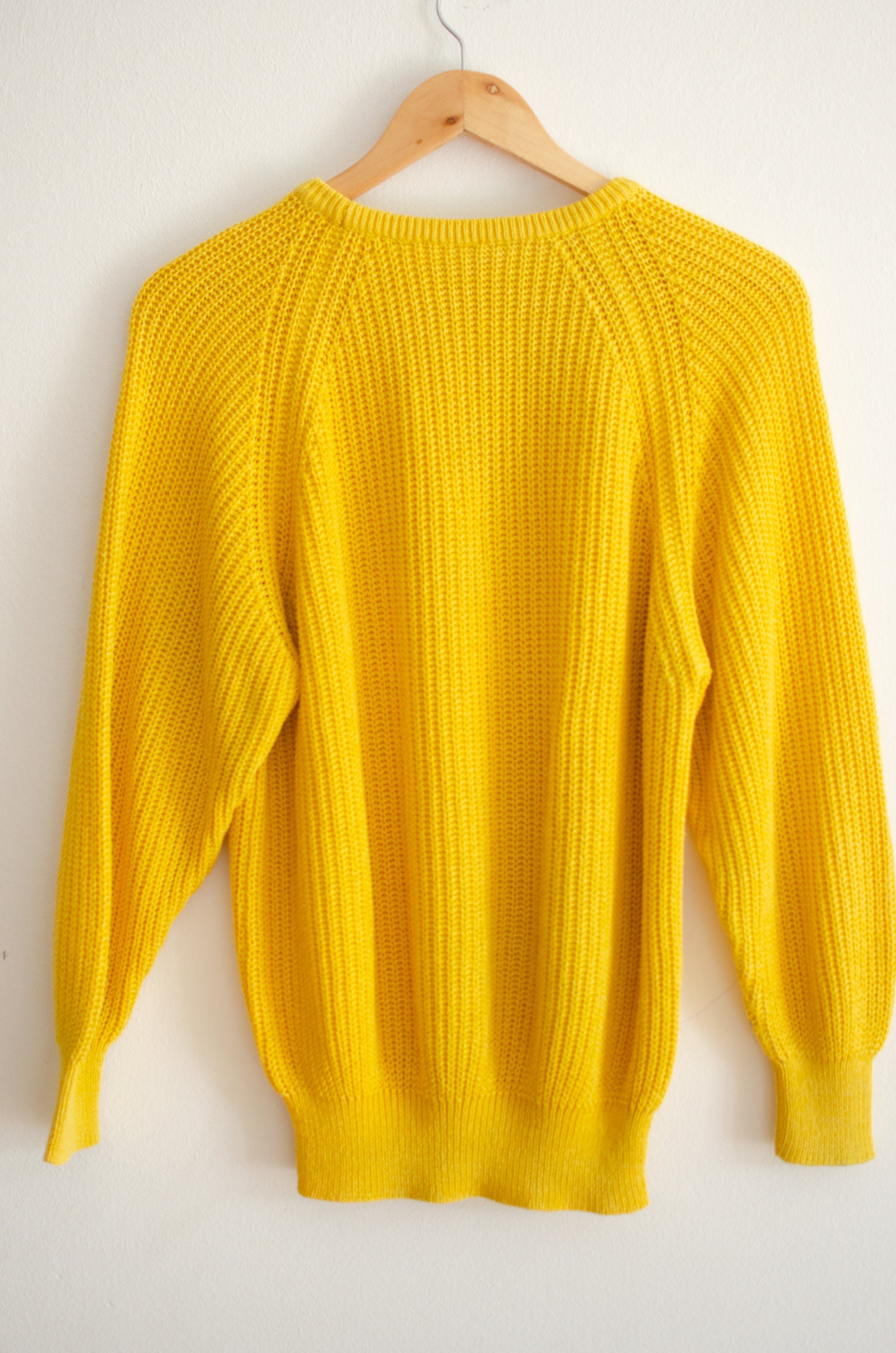 80's Yellow Knit Sweater / Made in Italy / 100 Cotton Etsy