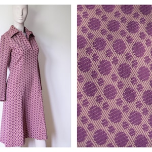60&#39;s Mod Dress Size M Mauve Pink geometric pattern