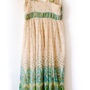 70's Indian Silk Dress Block Print Chiffon Maxi Dress image 6