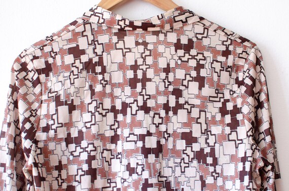 60's 70's Vintage blouse with retro geometric pri… - image 8