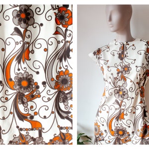 1960er Jahre Mod Kleid mit Barock Print Grösse M/L