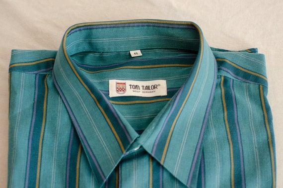 70\'s Shirt Tom Tailor Teal Green With Purple Pinstripes and Long Sleeves -  Etsy