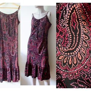 MS Y2k Summer Midi Dress with Batik Print Black and Pink Cami Dress UK 18 XL