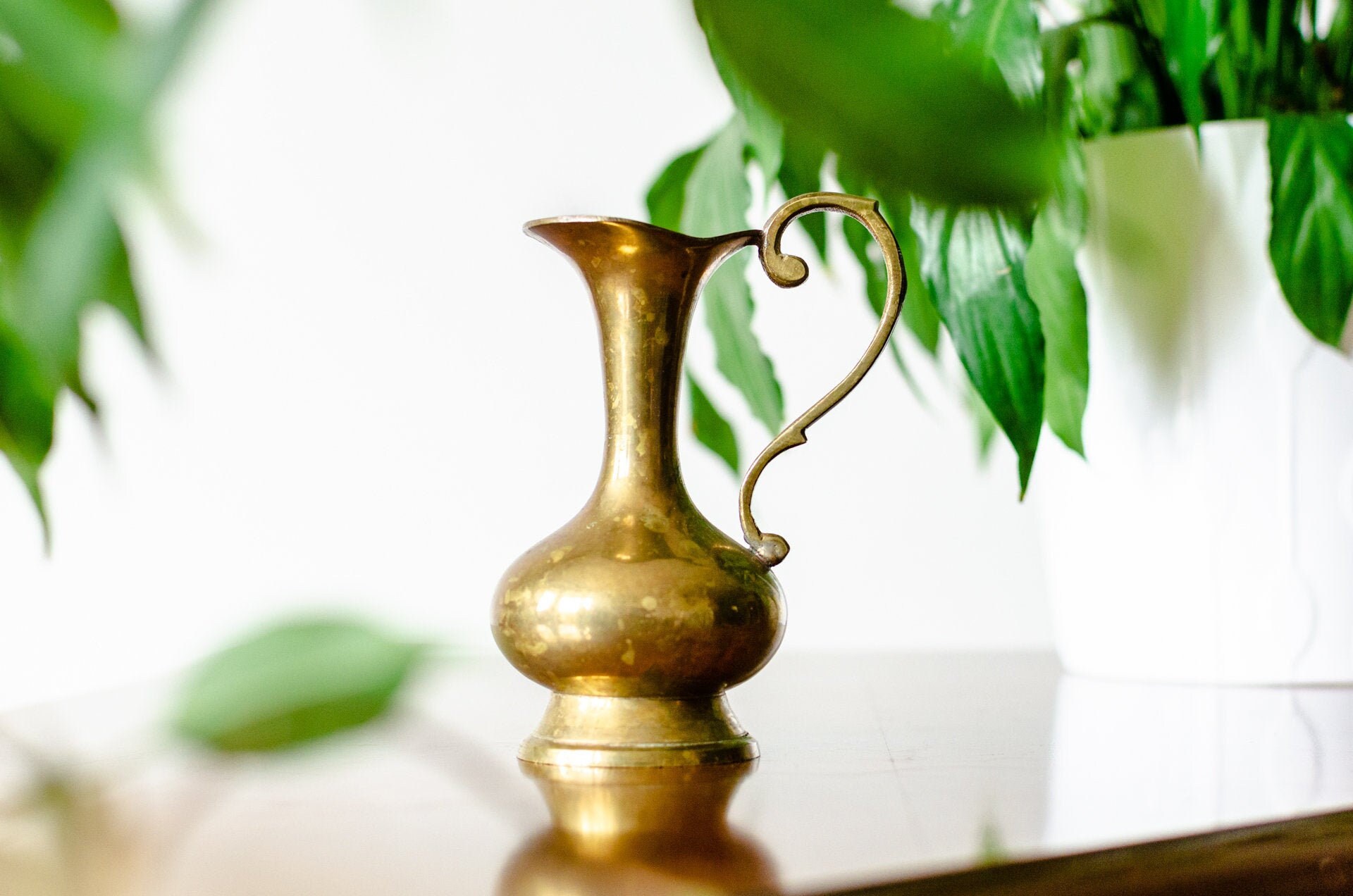 Brass Flower Vase With Handle. Vintage Ornate Pitcher. Etsy UK