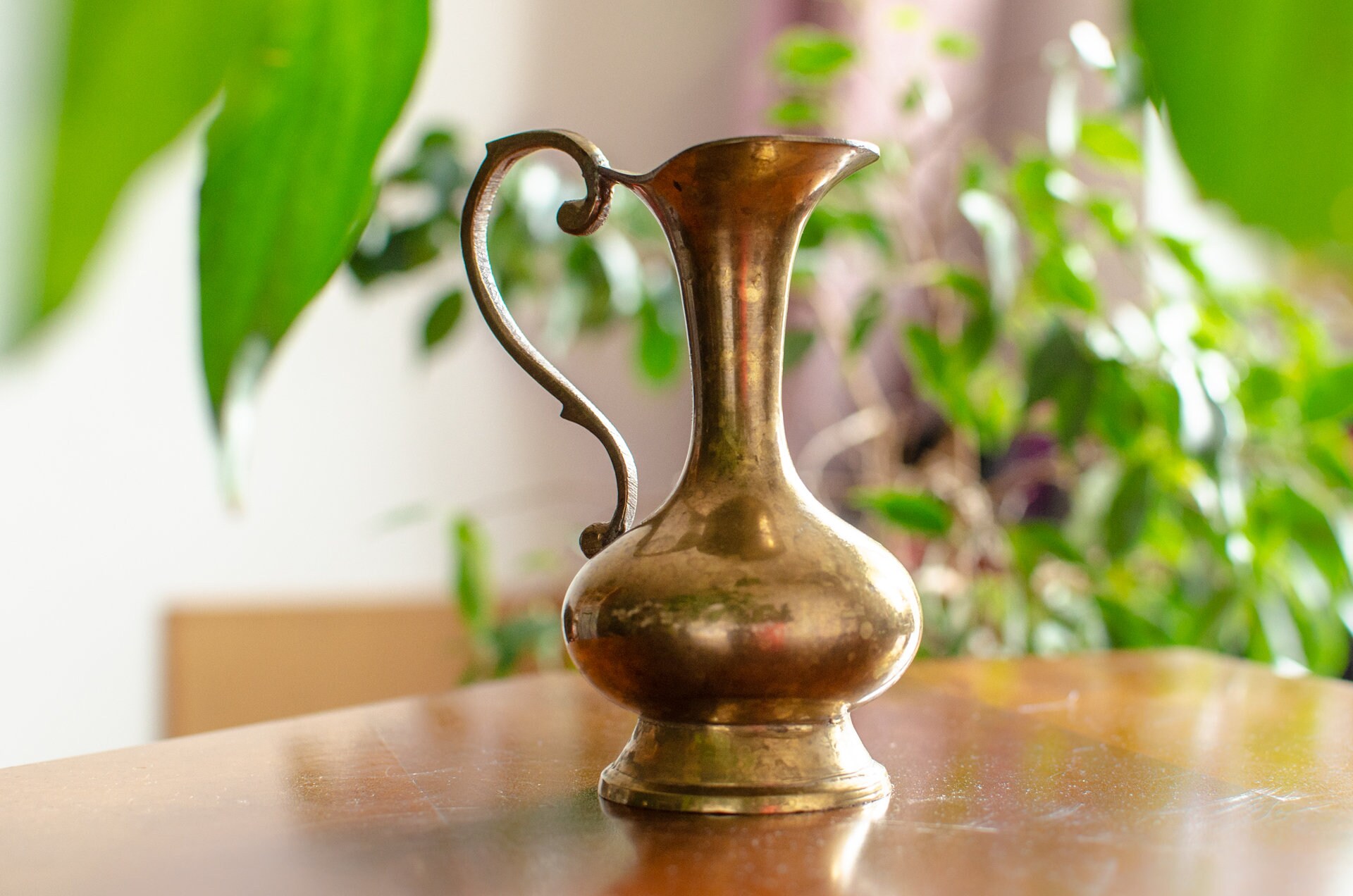 Brass Flower Vase With Handle. Vintage Ornate Pitcher. Etsy UK