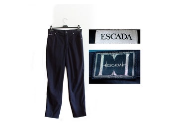 90's ESCADA Vintage Navy Blue Pants / Ankle length trousers