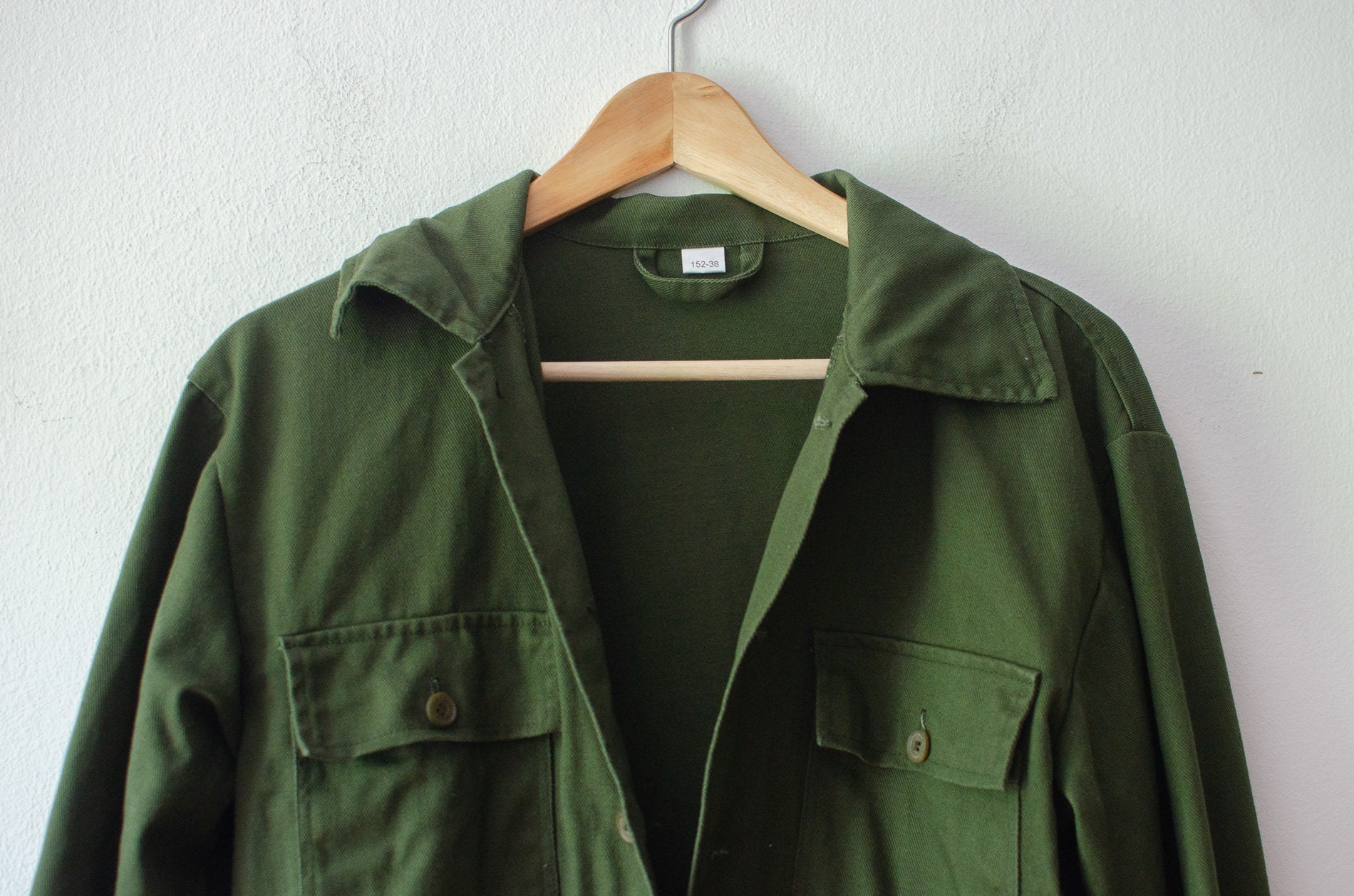 Vintage Military Coat Jacket Liner C152 Soft Olive Green Vtg RARE