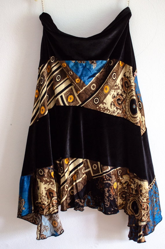 90's Vintage black Velvet Skirt / Turkish Dance S… - image 4