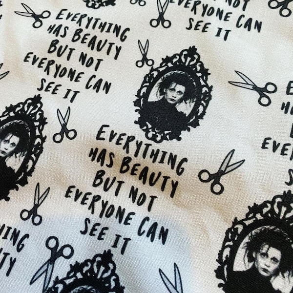 Edward Scissorhands Tim Burton printed 100% cotton fabric - fat quarter - metre fabric - original print design - Tim Burton movie - Horror