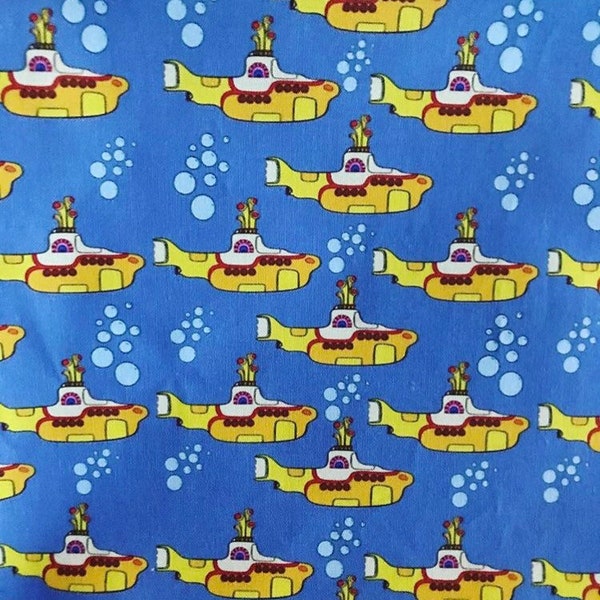 The Beatles inspired yellow submarine 100% cotton fabric